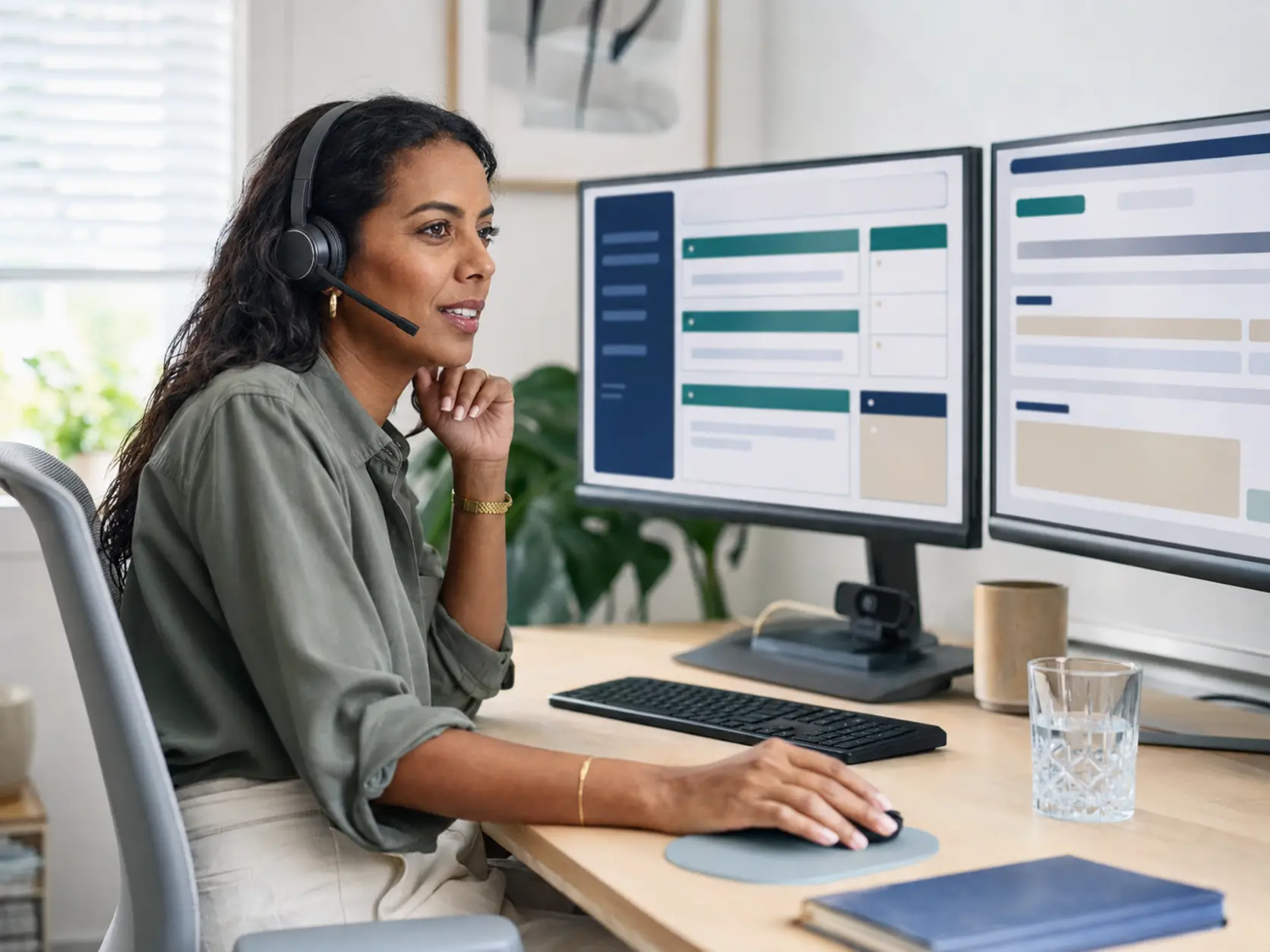 Nederlandstalige senior klantenserviceagent met headset
